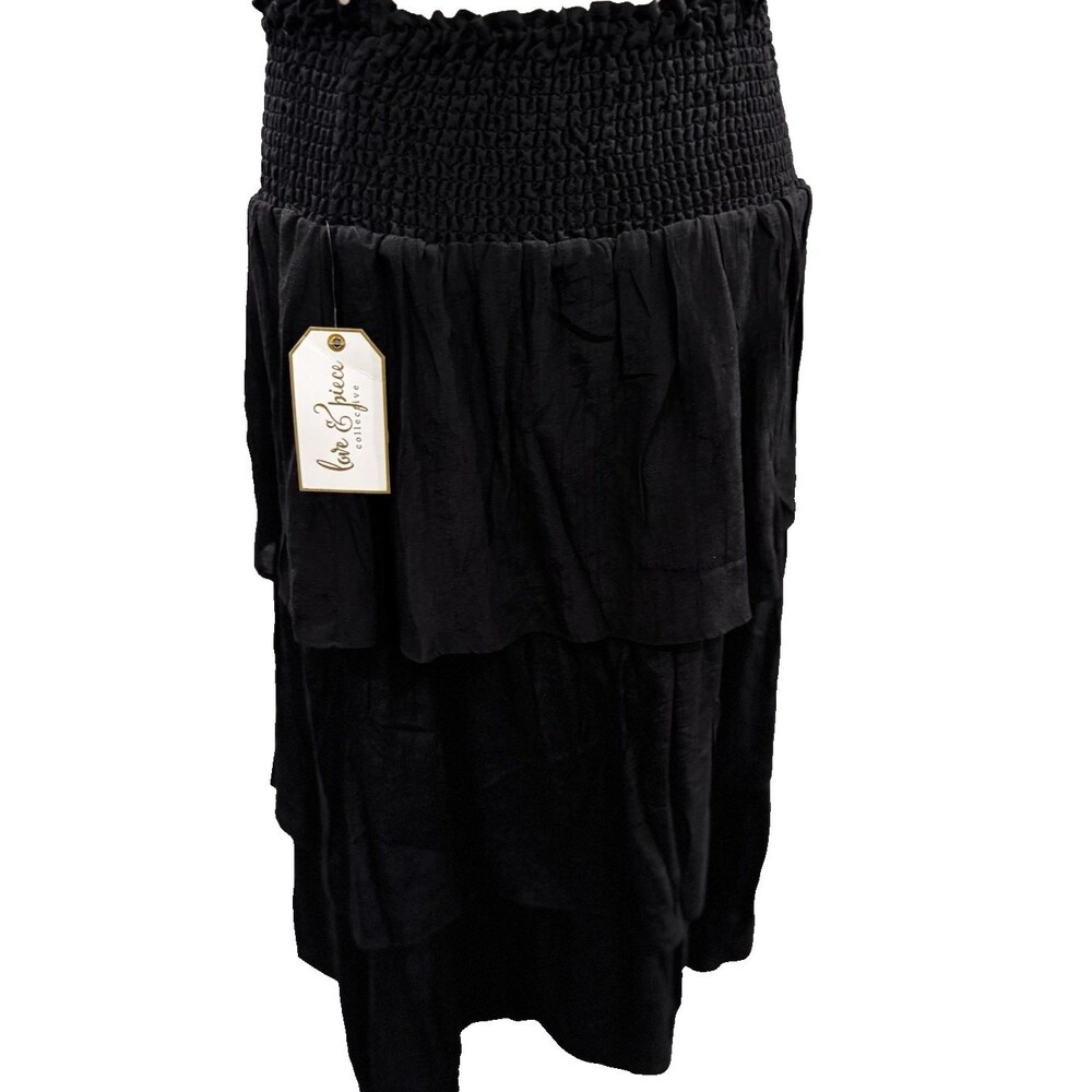 Love & Piece Collective XL Black Tiered Skirt